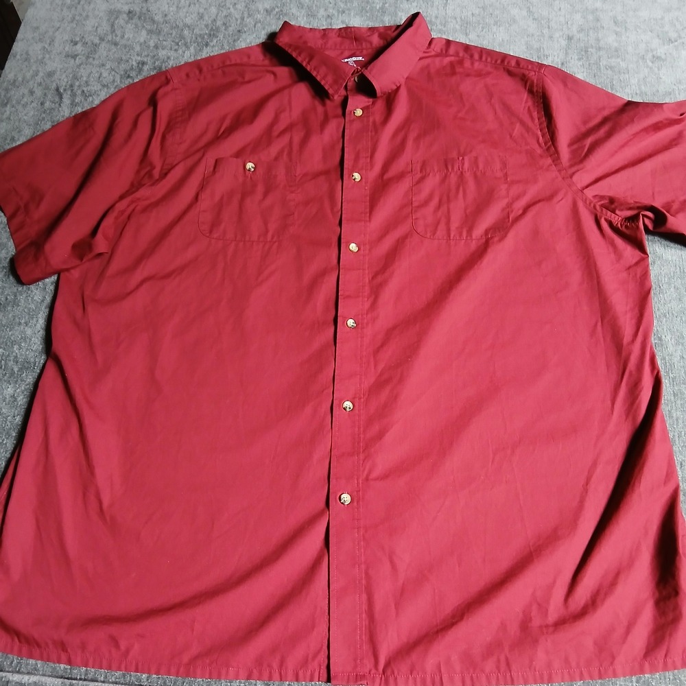KingSize Mens 4XL Tall Red Short Sleeve Button Down Shirt Dual Chest Pockets